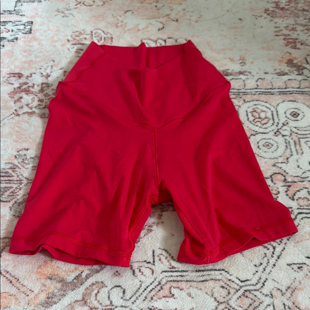 Aerie cross over red-pink biker shorts